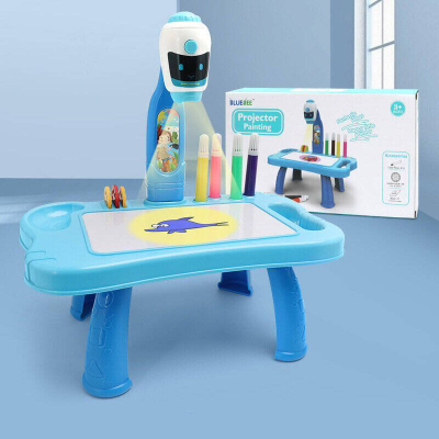 Lodër projektor mini robot tavoline LEAN Toys, 2 në 1, me markera blu, për fëmijë