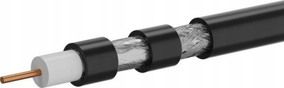 Надворешен коаксијален кабел RGTec RG6 Trishield, 75 Ohm, со гел, црн