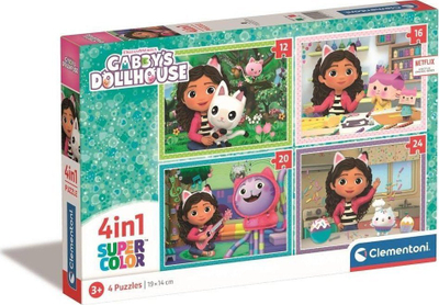 Puzzle për kalamaj Clementoni Gabby’s Dollhouse, set 4 në 1, Super Color