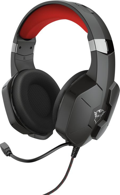 Kufje gaming Trust GXT 323 Carus, me mikrofon, 3.5mm, të zeza me të kuqe
