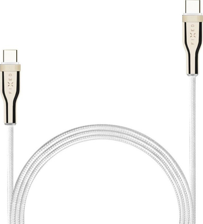 Kabllo FIXED USB C në USB C, 1.2m, 100W PD, e bardhë