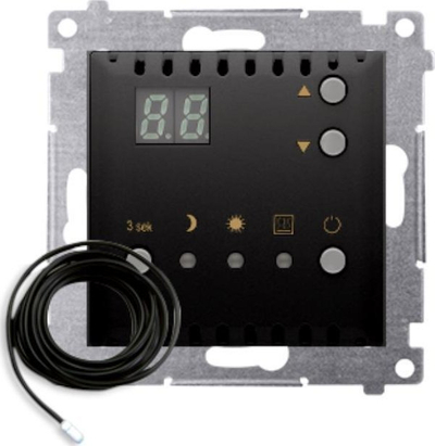 Regullator temperature Simon 54, me ekran dixhital, montim i fshehtë, i zi mat