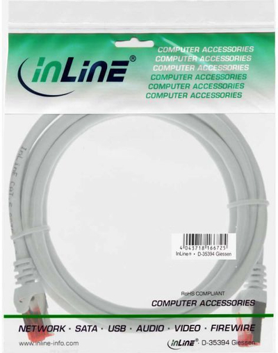 Kabllo rrjeti InLine S / FTP, PiMF, Cat.6, 250MHz, PVC, CCA, 1m (76111W), e bardhë