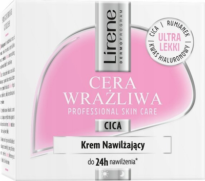 Krem fytyre Lirene Cera Wrażliwa, hidratues për lëkurë të ndjeshme, 24h, 50ml