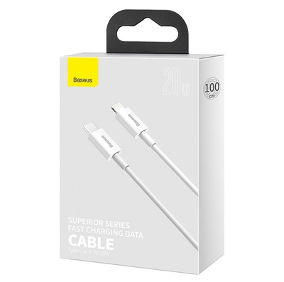 Kabllo BASEUS Superior Series USB-C - Lightning, 20W, 1m, e bardhë