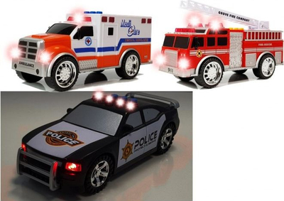 Set lodrash makina shërbimi Leantoys Fire Department dhe Police, mini, shumëngjyrësh