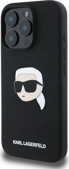 Mbulesë telefoni Karl Lagerfeld Karl Head MagSafe, silikon, për iPhone 16 Pro Max, e zezë