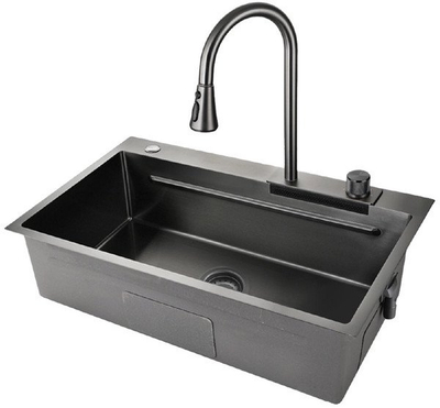 Lavaman kuzhine Masterjero ACS6046, inox PVD, me rubinet 3 funksione, gri e errët