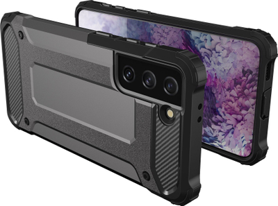 Kllëf telefoni Hybrid Armor për Samsung Galaxy S23 Plus, TPU edhe PC, për mbrojtje nga goditjet, i zi