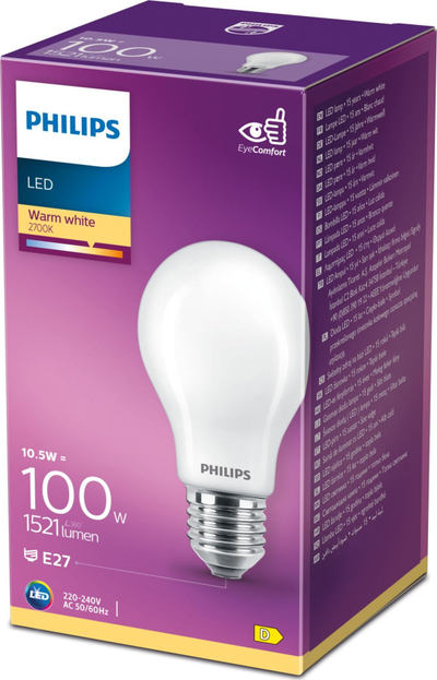 Llambë LED Philips Classic, 10.5W, E27, dritë e ngrohtë