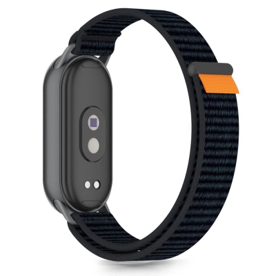 Rrip ore Tech-Protect Nylon Pro për Xiaomi Smart Band 8 9 10, najlon i mirë, mbyllje metalike, i zi me portokalli