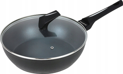 Tigan i thellë Klausberg KB 7692, 28 cm, veshje anti-ngjitëse, me kapak xhami, për induksion, gri