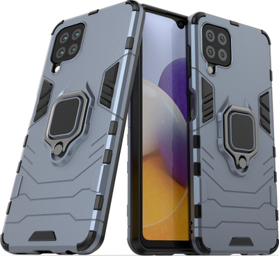 Kapak mbrojtës Hurtel Ring Armor për Samsung Galaxy A22 4G, me unazë magnetike, blu