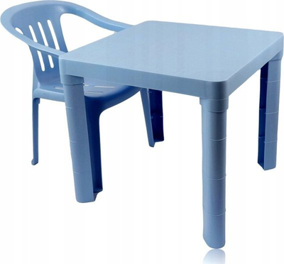 Tavolinë për kalamaj pa markë, 46x46x42 cm, plastike, blu e çelët