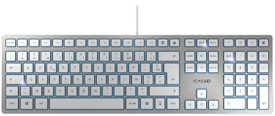 Tastierë CHERRY KC 6000 Slim, USB, AZERTY Belgian, argjendtë e bardhë