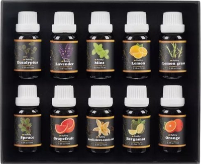 Set me vajra esencialë për aromaterapi, 10 copë, 15 ml, natyralë