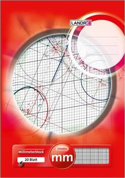 Bllok grafik Landré A3, rrjetë milimetrike, 80 g/m², 20 fletë