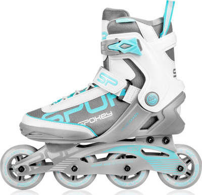 Patina inline Spokey Prime Pro, rrota 80mm, kushineta ABEC9, gri e bardhë turkeze