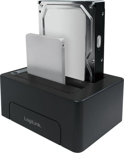 Dok stacion për disk LogiLink QP0028, USB 3.2 Gen 2 USB C, SATA HDD SSD, i zi