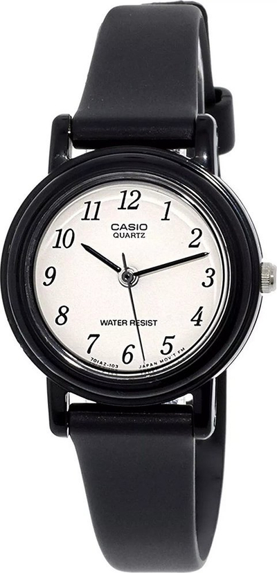 Orë dore Casio LQ139BMV-1B për goca, quartz, rrip resin, e zezë