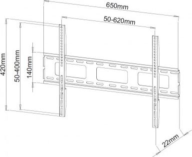 Mbajtëse muri për TV Techly ICA-PLB-132L2, 40"-65", deri 50kg, metalike e zezë