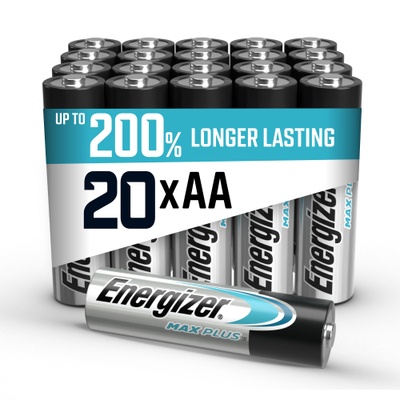 Bateri alkaline Energizer Max Plus AA, 1.5V, paketë 20 copë