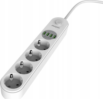 Разводник Energizer EPB2500W00EU, 3x AC 6x USB A, 2500W, кабел 2 m, бела