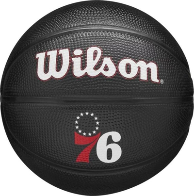 Top basketbolli Wilson Team Tribute Philadelphia 76ers Mini, për çuna e kalamaj, madhësi mini, gome, i zi