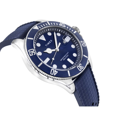 Ora burrash Timex Harborside Coast TW2Y05000, quartz, rezistente ndaj ujit 100m, blu