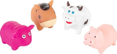 Играчка за бања Akuku Bath Toys Farm, сет со 4 фигури, шарени