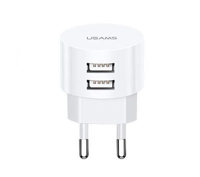 Kokë për karikim USAMS CC080 Dual Round USB, e bardhë (US-CC080)