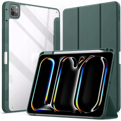 Këllëf Hard Crystal për iPad Pro 11 Gen 5 2024, me gjum e zgjim automatik, jeshil