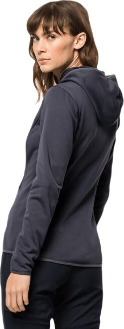 Женска јакна Џек Волфскин Baiselberg Hooded FZ W, еластичен флис, со капуљача, темно сива