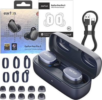 Безжични слушалки EarFun Free Pro 3 TW400L, TWS, ANC, сини