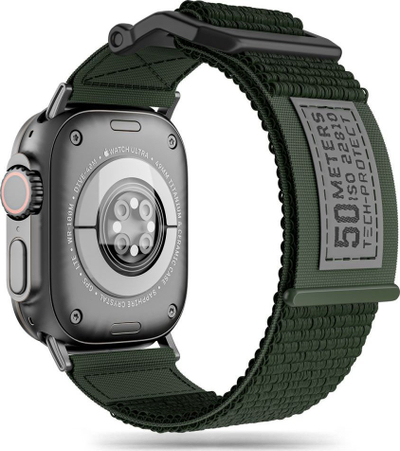 Rrip ore Tech‑Protect Scout për Apple Watch 42mm, najlon sportiv, ngjyrë jeshile ushtarake