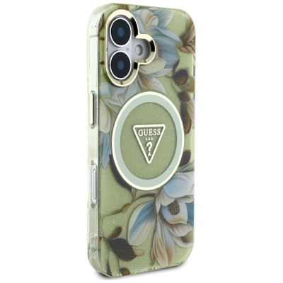 Футрола за телефон Guess Guhmp16Shflpedn, за iPhone 16, MagSafe, зелена со цветови