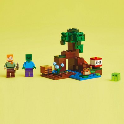 Set ndërtimi LEGO Minecraft 21240 Aventurat në Kënetë, për kalamaj 7+ vjeç, me figura, shumëngjyrësh