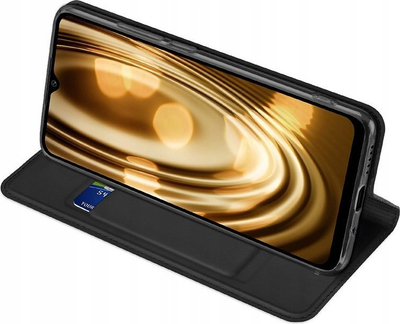 Këllëf telefoni DuxDucis Skin Pro për Xiaomi Poco C40, tip libër, me xhep karte, i zi