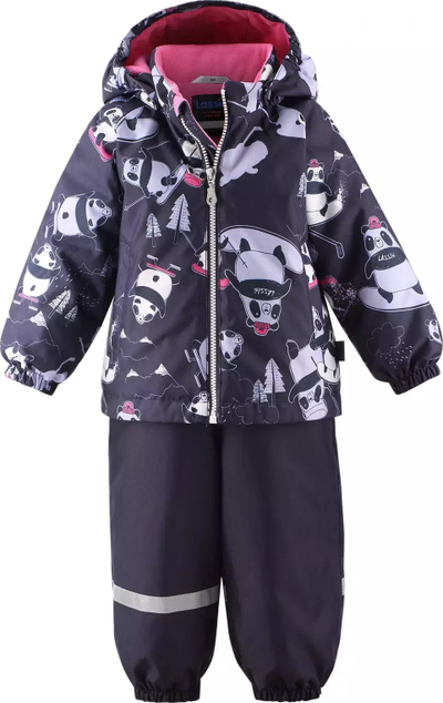 Komplet dimri për fëmijë Lassie, xhup me kapuç, pantallona kundër ujit, me panda, ngjyrë e errët