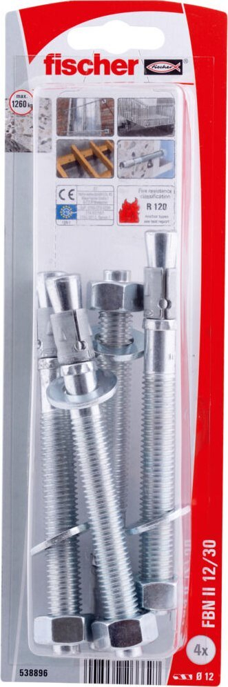 Bulon anker Fischer FAZ II, 120mm, 12mm, pako me 4 copa