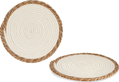 Nape tavoline Bigbuy Home prej fibre natyrale, 30 cm, e bardhë me kafe