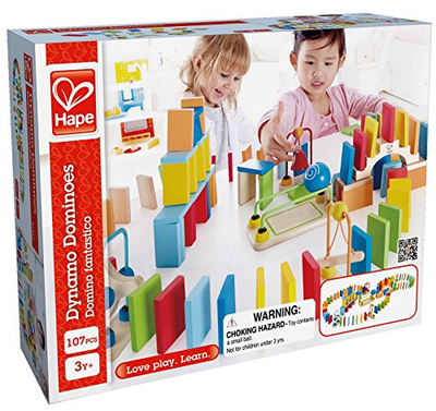 Lodër domino druri Hape Dynamo Dominoes, 107 copa, për mësim, shumëngjyrëshe
