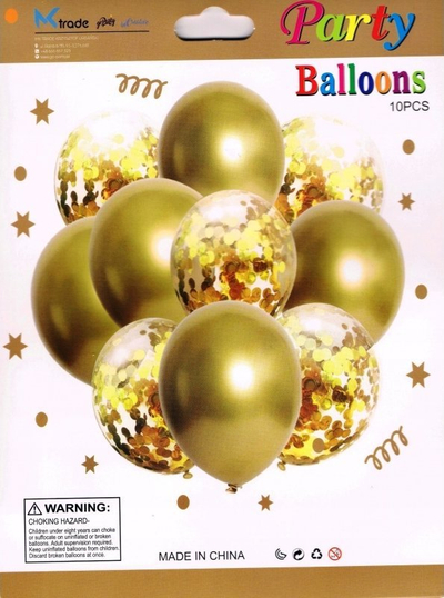 Set balonash dekorative Green Balloon, 10 copë, me konfeti, jeshile