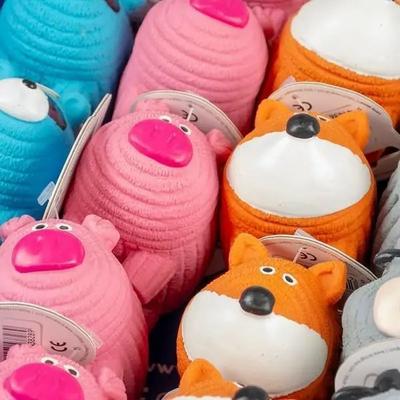 Lodër për qen Duvo+ Animals with stripes, 11x6 cm, plastike, e verdhë
