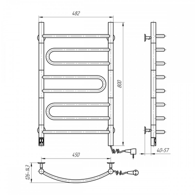 Tharëse elektrike peshqirësh Navin Piruet, 480×800 mm, sensor nga e djathta, krom