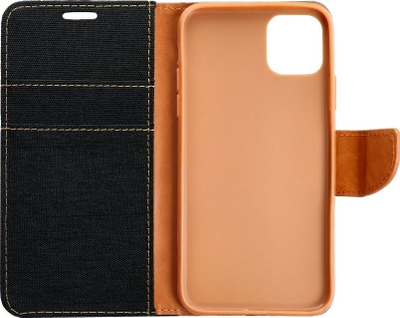Futrollë libri OEM Canvas për Samsung Galaxy A14 4G / A14 5G, me këllëf TPU, e zezë