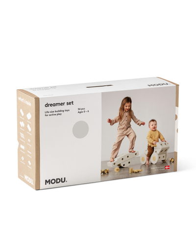 Set lojërash ndërtuese MODU Dreamer, kreativ, madhësi reale, gri me të verdhë