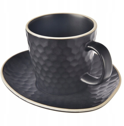 Filxhan me pjatë Orion Tea Time, stoneware, 0.25L, i zi