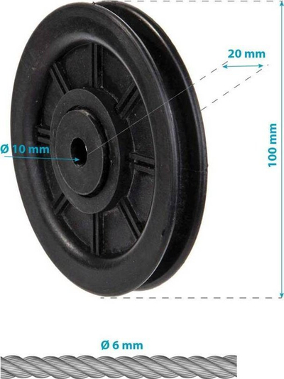 Тркало за кабел за лат машина Enero Fit, 100mm, за кабел 6mm, црно