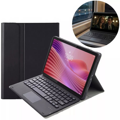Mbështjellësi me tastierë Lenovo Tab 10.1 2025, Bluetooth, touchpad, i zi